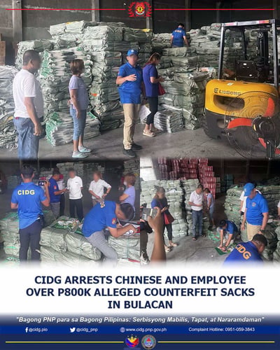 Chinese businessman, Filipina nabbed over P800-K fake rice sacks