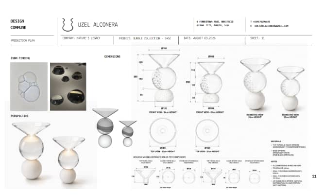 Design sketch of the vases for Nature's Legacy’s Bubble Collection