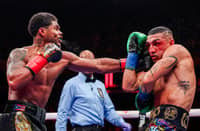 SHAKUR Stevenson (seen here beating up Teofimo Lopez early this year in New York) is said to be in talks for a December showdown with Manny Pacquiao in Cardiff, Wales.