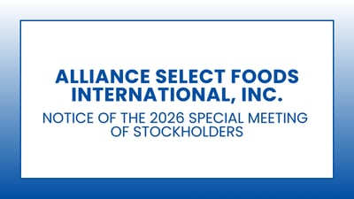 Alliance Select Foods International, Inc. - Notice of the 2026 Special Meeting of Stockholders