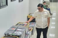 NBI Dir. Melvin Matibag presented to media boxes of documents brought by DPWH as part of ongoing investigation of alleged anomalous flood control projects in Davao City.