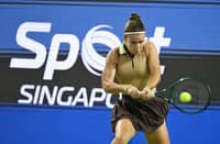 Russia's Tatiana Prozorova hits a return against Philippines' Alexandra Eala during the WTA Singapore Open Tennis round of 16 in Singapore on September 24, 2026.
Roslan RAHMAN / AFP
