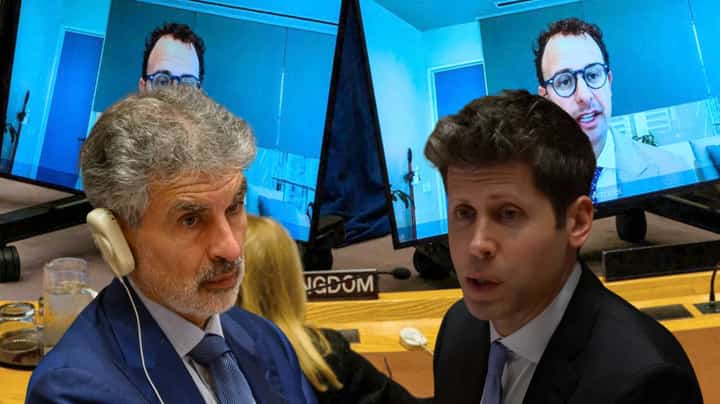 HUGGING Face CEO Clement Delangue (left), Anthropic CEO Dario Amodei (middle) and OpenAI CEO Sam Altman.