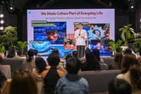SM Supermalls President Steven T. Tan speaks during the My SM Lifestyle launch.