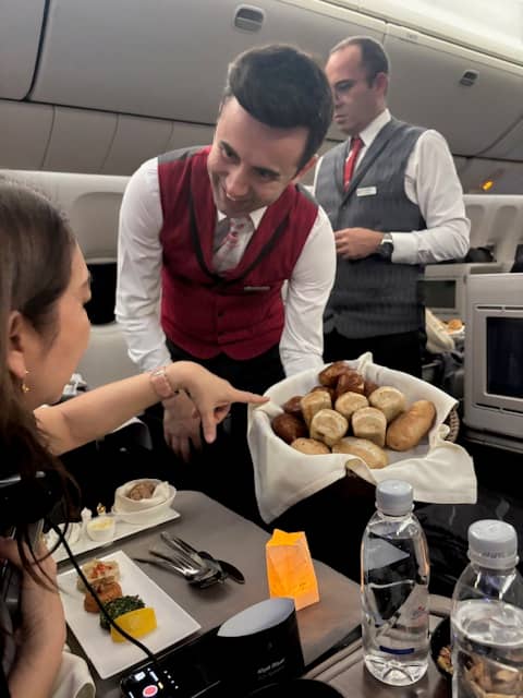 A SELECTION of breads is offered as the dinner service commences.
