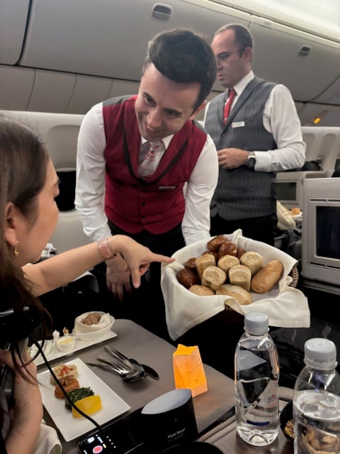 A SELECTION of breads is offered as the dinner service commences.