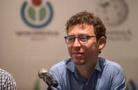 DUOLINGO CEO and co-founder Luis von Ahn speaks during a conversation with Indonesian creator Raditya Dika at Duolingo’s office in New York City.