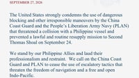 US condemns China’s interference in Ayungin resupply mission
