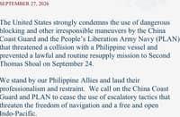US condemns China’s interference in Ayungin resupply mission