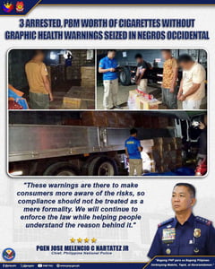 P8M cigarettes seized, three arrested in Negros Occidental 