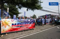 Members of Manibela stage a protest Monday, Sept. 28, on the first day of a three-day transport strike, calling for the removal of excise and value-added taxes on petroleum products. | Analy Labor
#Manibela #TransportStrike #FuelPrices #DailyTribune