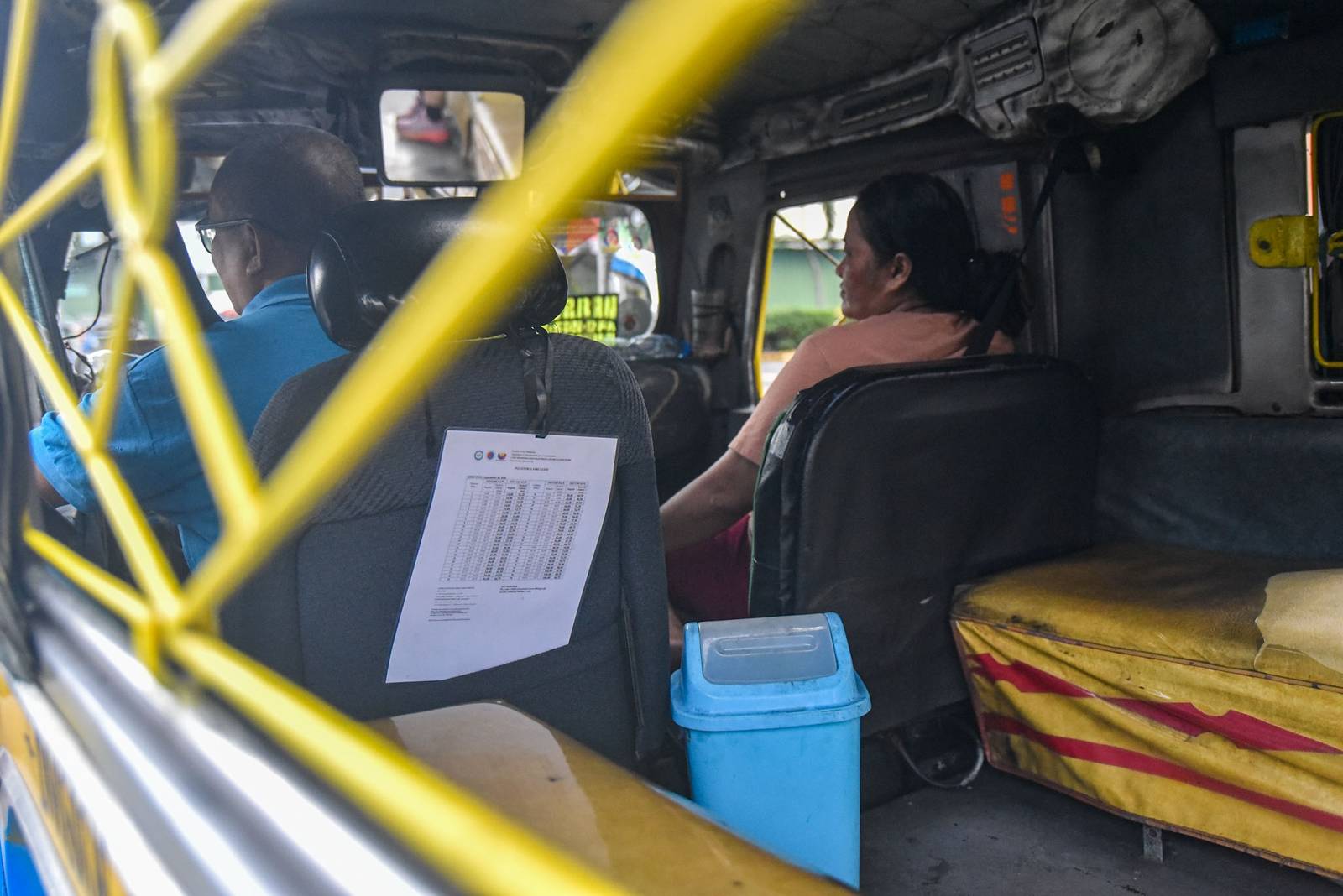 Jeepneys in Pasay City display newly installed fare matrices as the fare adjustment for public utility vehicles takes effect on September 28.

Under the approved adjustment, the minimum fare for traditional jeepneys increases by ₱1, from ₱13 to ₱14 while the fare for every succeeding kilometer rises from ₱1.80 to ₱2. l Zedrich Xylak Madrid