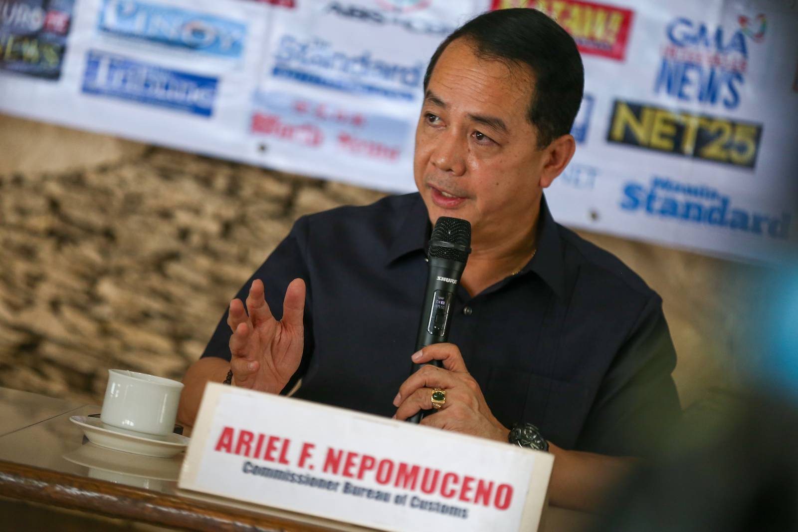 Bureau of Customs (BOC) Commissioner Ariel Nepomuceno discusses the bureau’s gains and challenges in raising revenues during a press briefing in Manila on 29 September 2026. The BOC recently filed criminal cases against individuals allegedly involved in agricultural smuggling.