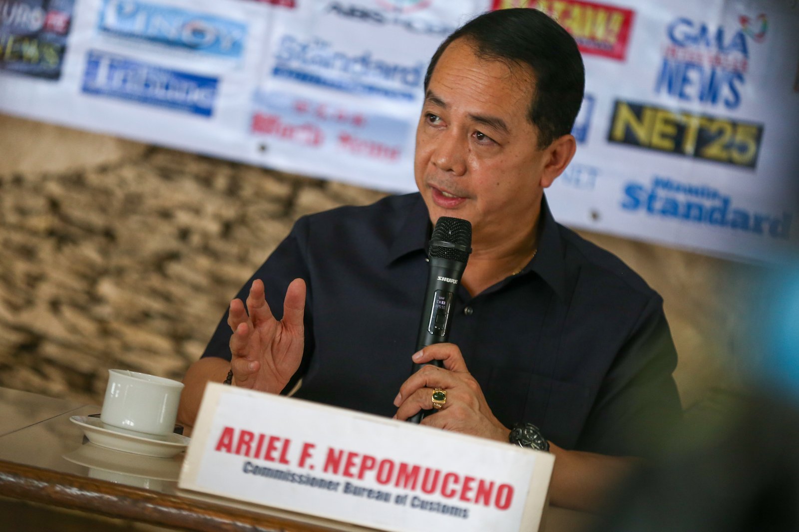 Bureau of Customs (BOC) Commissioner Ariel Nepomuceno discusses the bureau’s gains and challenges in raising revenues during a press briefing in Manila on 29 September 2026. The BOC recently filed criminal cases against individuals allegedly involved in agricultural smuggling.
