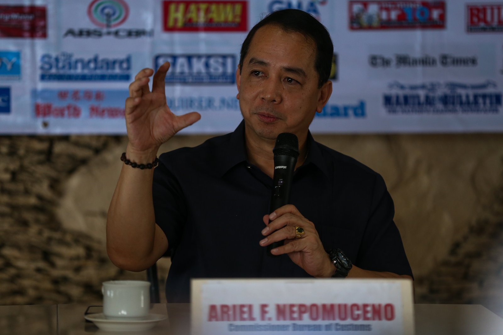 Bureau of Customs (BOC) Commissioner Ariel Nepomuceno discusses the bureau’s gains and challenges in raising revenues during a press briefing in Manila on 29 September 2026. The BOC recently filed criminal cases against individuals allegedly involved in agricultural smuggling.