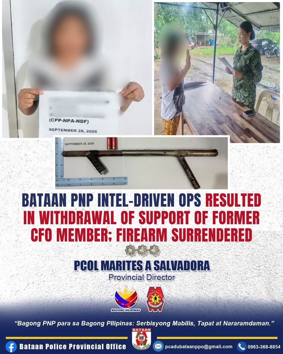 Bataan police facilitates withdrawal of support by Communist Front Organization member