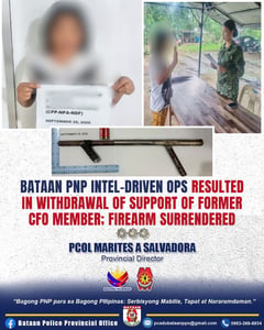 Bataan police facilitates withdrawal of support by Communist Front Organization member