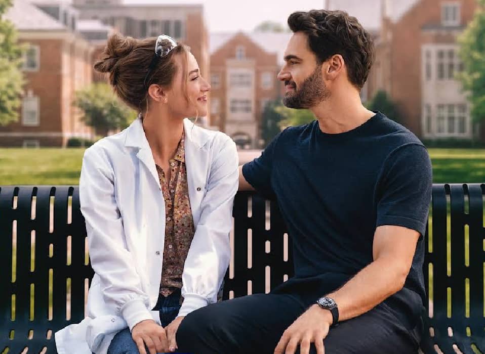 Lili Reinhart and Tom Bateman as Olive and Adam in 'The Love Hypothesis.'