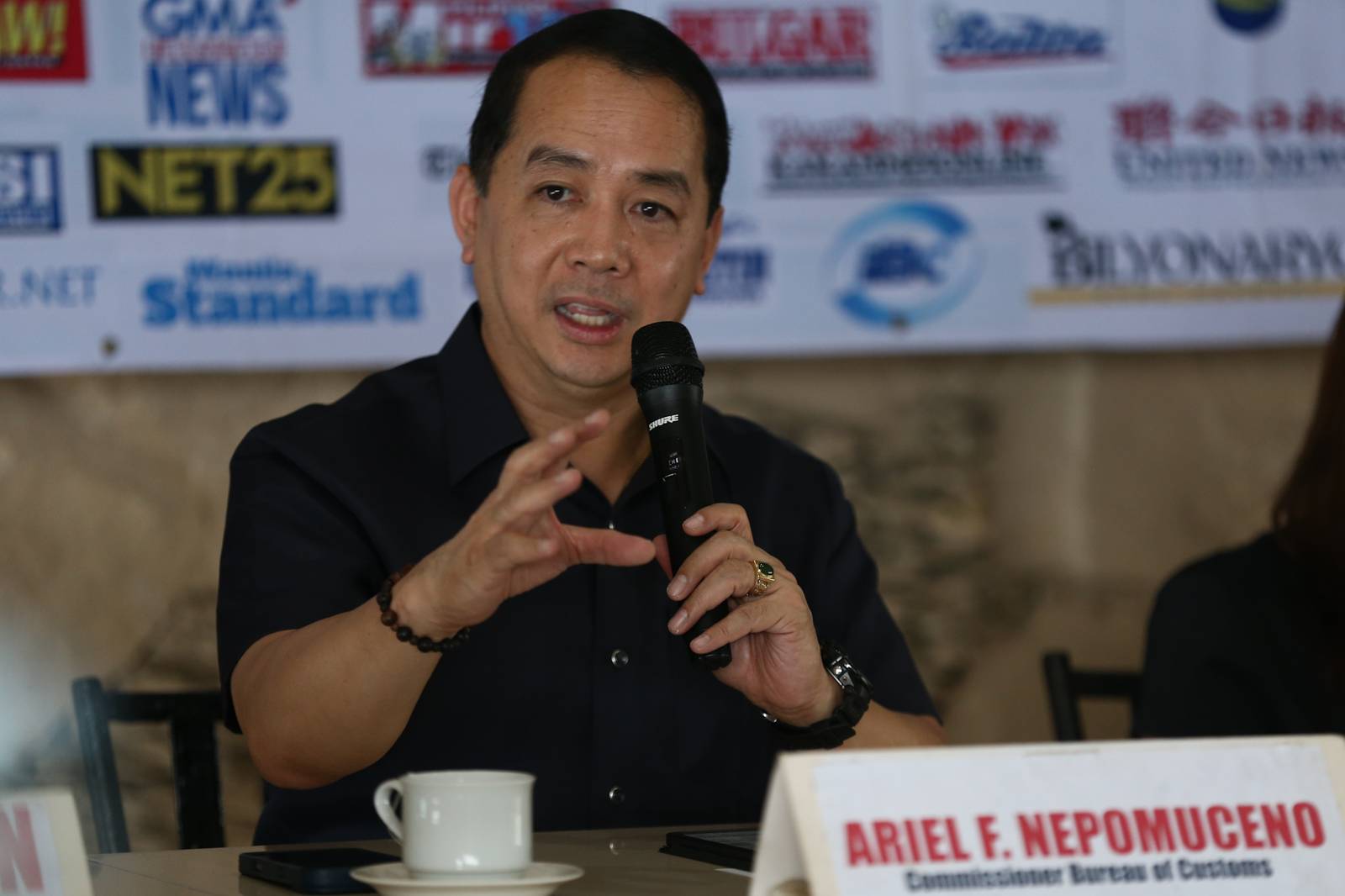 Bureau of Customs (BOC) Commissioner Ariel Nepomuceno discusses the bureau’s gains and challenges in raising revenues during a press briefing in Manila on 29 September 2026. The BOC recently filed criminal cases against individuals allegedly involved in agricultural smuggling.