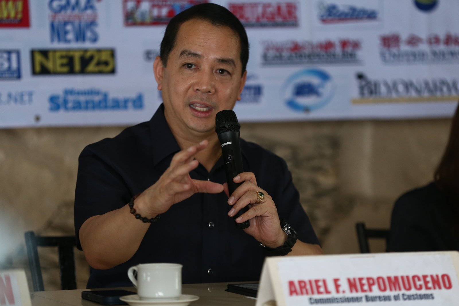 Bureau of Customs (BOC) Commissioner Ariel Nepomuceno discusses the bureau’s gains and challenges in raising revenues during a press briefing in Manila on 29 September 2026. The BOC recently filed criminal cases against individuals allegedly involved in agricultural smuggling.