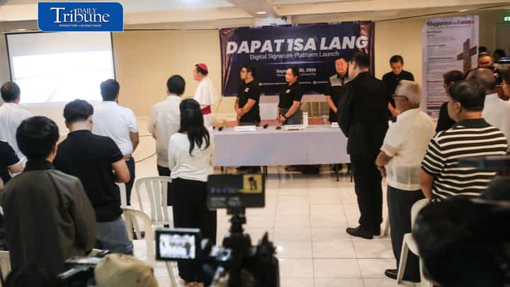 (September 30 2026) Anti-political dynasty advocates led by Former Supreme Court Senior Associate Justice Antonio Carpio together with Bishop Elias Ayuban, and Fr. Robert Reyes along with others launch the “Dapat Isa Lang” coalition, a digital campaign website that aims to make its signature campaign for a genuine anti-political dynasty law more accessible to the public, on Wednesday September 29 2026. Photo/Analy Labor