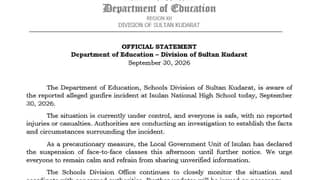 No shooting at Sultan Kudarat school, loud blast likely electrical fault — officials