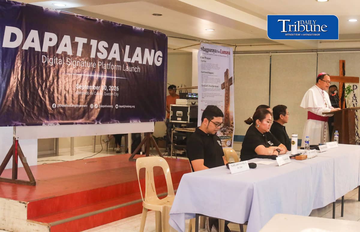 (September 30 2026) Anti-political dynasty advocates led by Former Supreme Court Senior Associate Justice Antonio Carpio together with Bishop Elias Ayuban, and Fr. Robert Reyes along with others launch the “Dapat Isa Lang” coalition, a digital campaign website that aims to make its signature campaign  for a genuine anti-political dynasty law more accessible to the public, on Wednesday September 29 2026. Photo/Analy Labor