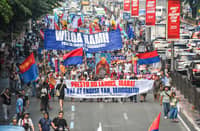 MEMBERS of transport group PISTON march along the streets of Manila on Wednesday as part of the transport strike which calls for lower fuel prices, the removal of added excise taxes for oil products and the repeal of the Oil Deregulation Law.