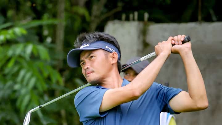 JEFFREN Lumbo displays solid iron game en route to carding an eight-under 62 for a three-stroke lead in the ICTSI Iloilo Golf Challenge on Thursday.