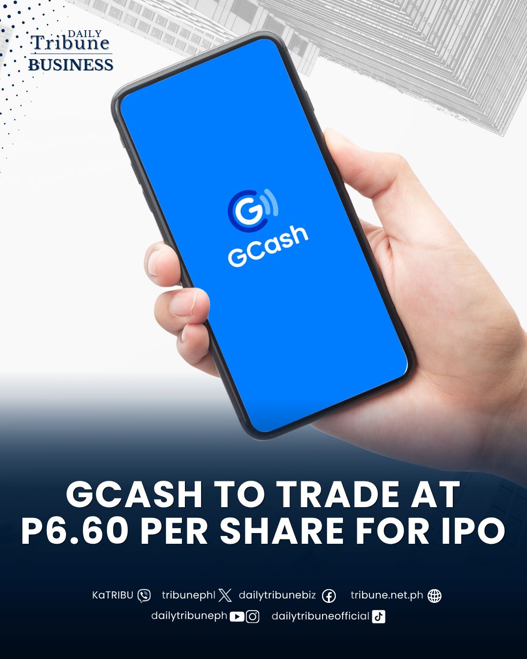 GCash settles at P6.60 for market debut