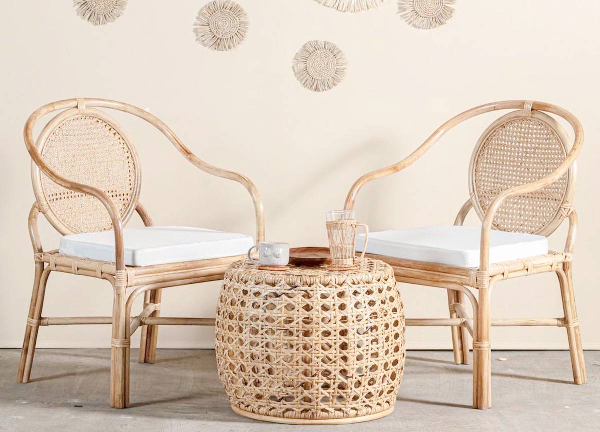 A solihiya chair brings a familiar Filipino weaving technique into a contemporary living space while keeping the room visually light