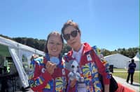 AMAYA Paz-Cojuangco extends her gtratitude to her Korean mentor, Ryu Su Jeng, after winning a silver medal in the archeryb competition of the 20th Asian Games in Nagoya.