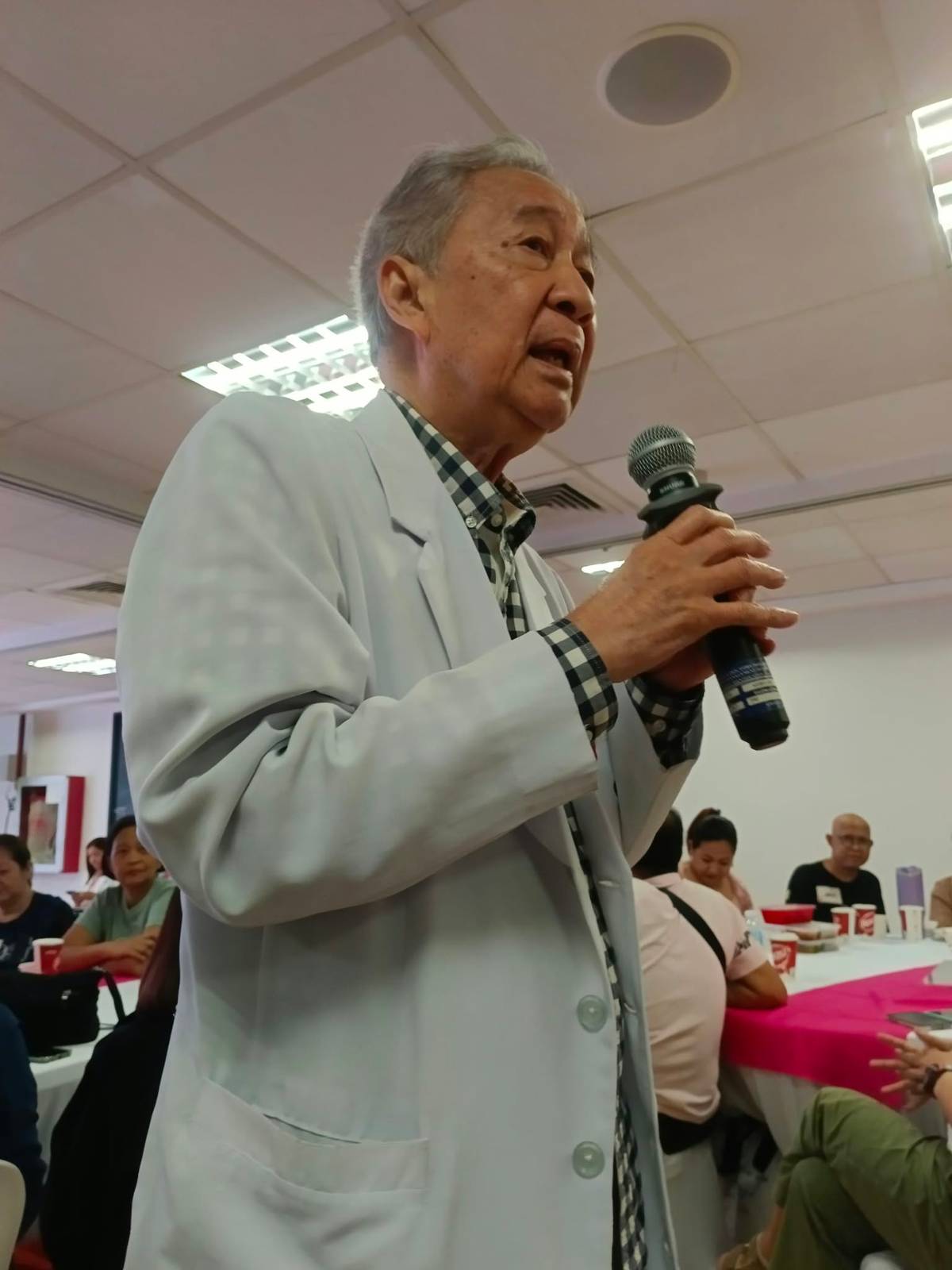 KNOWLEDGE IS POWER. Dr. Antonio Villanon, widely recognized as the father of medical oncology in the Philippines, speaks during Manila Doctors Hospital’s Breast Cancer Awareness Month celebration, where he emphasized the importance of early detection, informed treatment choices and active patient participation in cancer care.