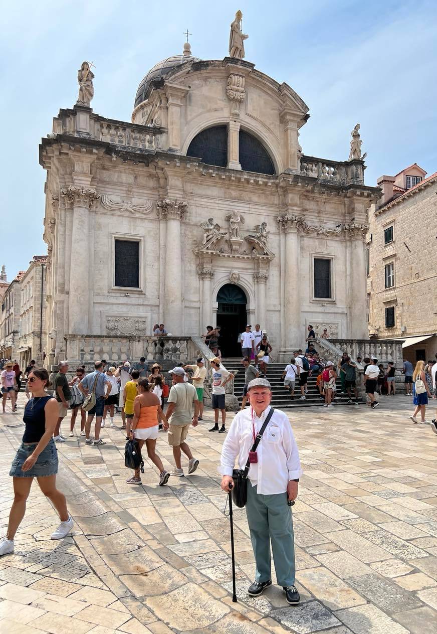 THE author by the St. Blaise’s Church.