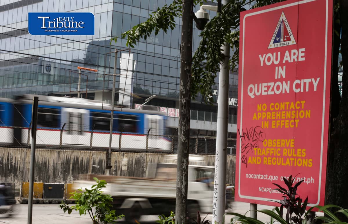 (October 03 2026) A No-Contact Apprehension Policy (NCAP) reminder seen installed along Edsa near Camp Aguinaldo in Quezon City on Saturday October 3 2026. The No-Contact Apprehension Policy (NCAP) is officially reimplemented across six major Metro Manila local government units including Quezon City, starting October 5, 2026. Violation notices are sent directly to vehicle owners via mail, SMS, or email using data from the Land Transportation Office (LTO). Photo/Analy Labor