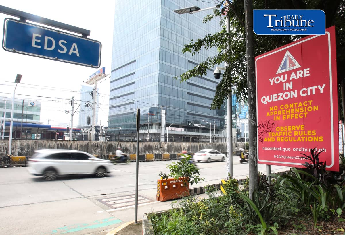 (October 03 2026) A No-Contact Apprehension Policy (NCAP) reminder seen installed along Edsa near Camp Aguinaldo in Quezon City on Saturday October 3 2026. The No-Contact Apprehension Policy (NCAP) is officially reimplemented across six major Metro Manila local government units including Quezon City, starting October 5, 2026. Violation notices are sent directly to vehicle owners via mail, SMS, or email using data from the Land Transportation Office (LTO). Photo/Analy Labor