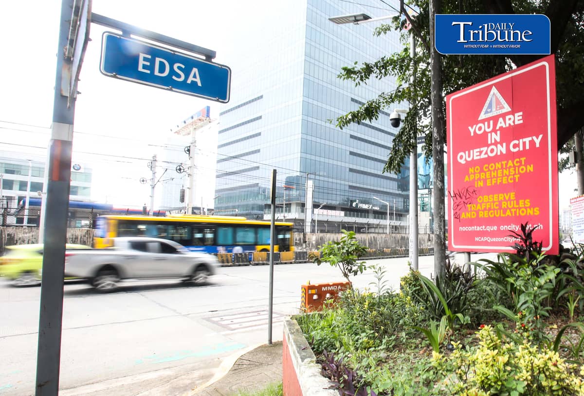 (October 03 2026) A No-Contact Apprehension Policy (NCAP) reminder seen installed along Edsa near Camp Aguinaldo in Quezon City on Saturday October 3 2026. The No-Contact Apprehension Policy (NCAP) is officially reimplemented across six major Metro Manila local government units including Quezon City, starting October 5, 2026. Violation notices are sent directly to vehicle owners via mail, SMS, or email using data from the Land Transportation Office (LTO). Photo/Analy Labor