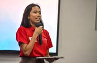 ABOITIZ Future Leader Mary Rose Esguerra speaks during the Aboitiz Future Leaders Scholars’ Day.