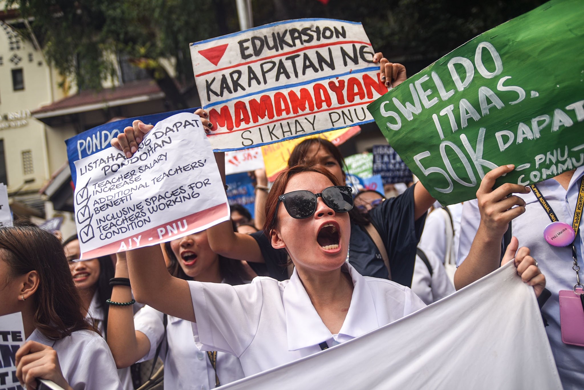 PNU Student-teachers walkout protest on University's budget cuts on World Teacher's Day