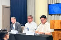 (From left) Environment Secretary Juan Miguel Cuna, Agriculture Secretary Francis Tiu Laurel Jr. and Health Secretary Edwin Mercado attends Palace briefing on Monday to give update on the looming Super El Nino phenomenon.