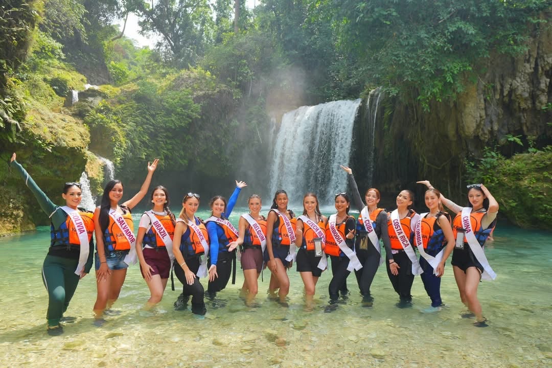 Miss Asia Pacific International bets take on Kawasan Falls