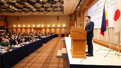 BASES Conversion and Development Authority president and chief executive officer Joshua Bingcang addresses Japanese industry leaders, giving a strong pitch for investing in the Luzon Economic Corridor and partnership opportunities.