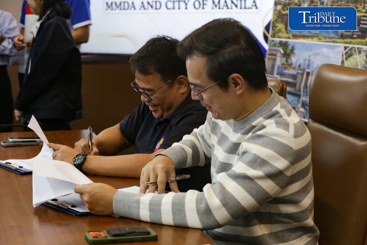 (October 06 2026) Metropolitan Manila Development Authority MMDA Chairman Atty. Don Artes and Manila City Mayor Isko Moreno sign the memorandum agreement for the implementation of nature-based solutions which include the design and construction of rainwater impounding facilities at three identified locations in the City of Manila, on Tuesday October 6 2026, the project is to help mitigate chronic flooding in the City. Photo/Analy Labor