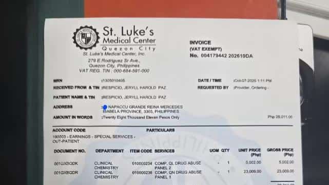 Respicio undergoes drug test, challenge Remulla to refund his expenses