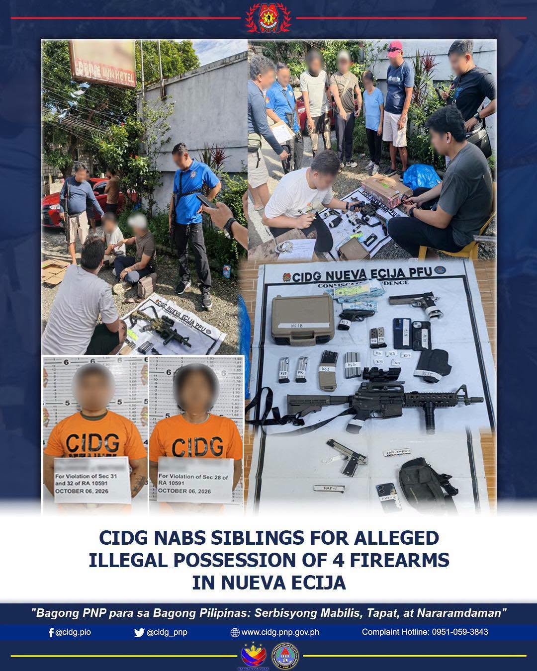 Brothers arrested for illegal possession of firearms in Nueva Ecija 