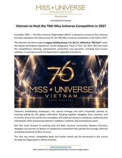 Vietnam to host Miss Universe 2027
