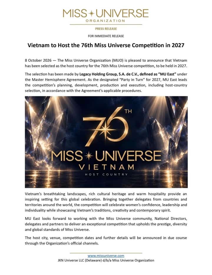 Vietnam to host Miss Universe 2027