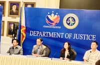 Justice Secretary Frederick Vida (second from left), issued warning against fake PWD ID holders in a news briefing at DOJ on Thursday. Alvin Murcia