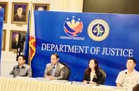 Justice Secretary Frederick Vida (second from left), issued warning against fake PWD ID holders in a news briefing at DOJ on Thursday. Alvin Murcia