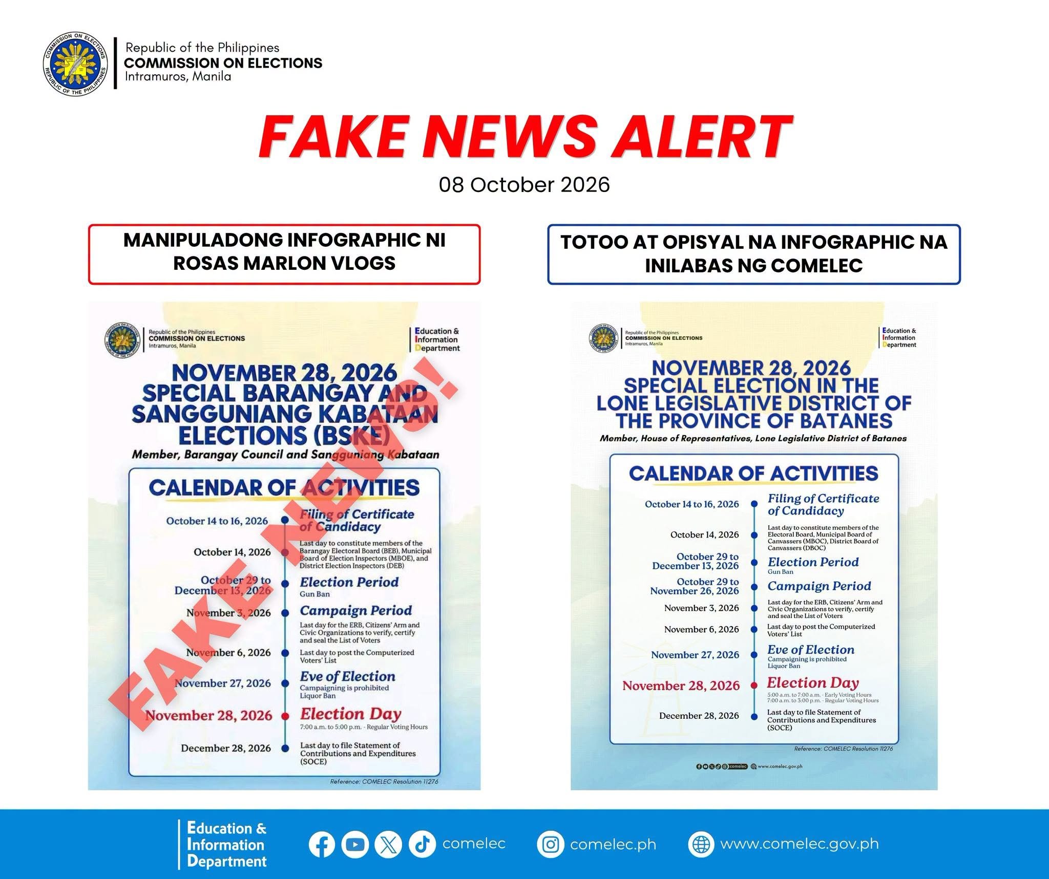 Comelec disputes November BSKE claim